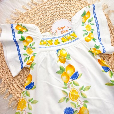 Vestido Manga Flare Limões - Off White